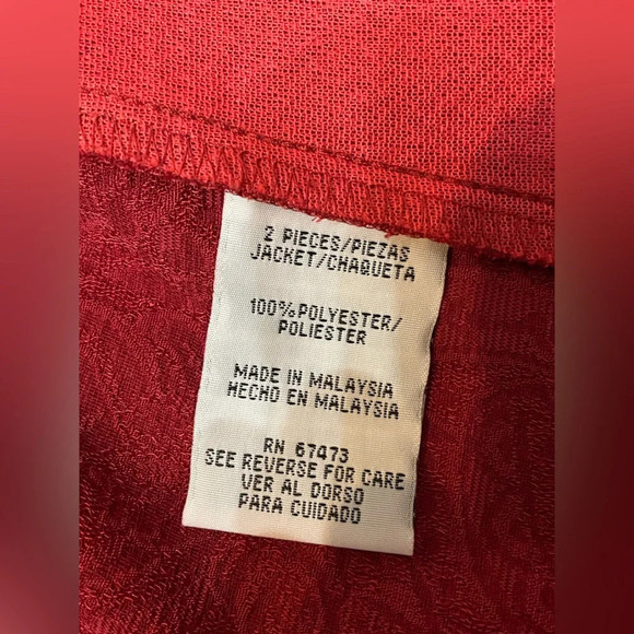 Danny & Nicole women's red 2pc dress buttonup jacket & skirt suit size 14 - Picture 9 of 14